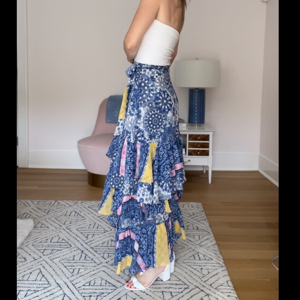 MISA multi color wrap skirt sz S